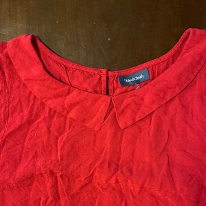 ModCloth Vibrant Red Blouse with Peter Pan Collar